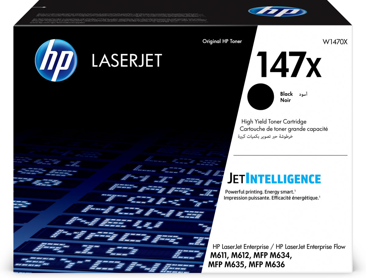 HP 147X - High Yield - Black - Genuine - LaserJet - Toner Cartridge (W1470X) - for LaserJet Enterprise M610, M611, M612, MFP M634, MFP M635, MFP M636