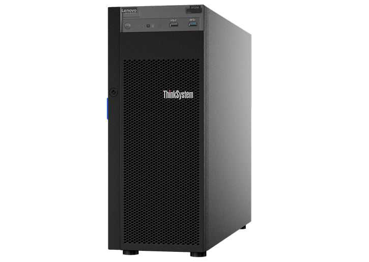 Lenovo ThinkSystem ST250 7Y45 - Servidor - torre - 4U - 1 via - 1 x Xeon E-2276G / 3.8 GHz - RAM 16 GB - SAS - hot-swap (permuta) 2.5" compartimento(s) - sem HDD - Matrox G200 - GigE - sem SO - monitor: nenhum