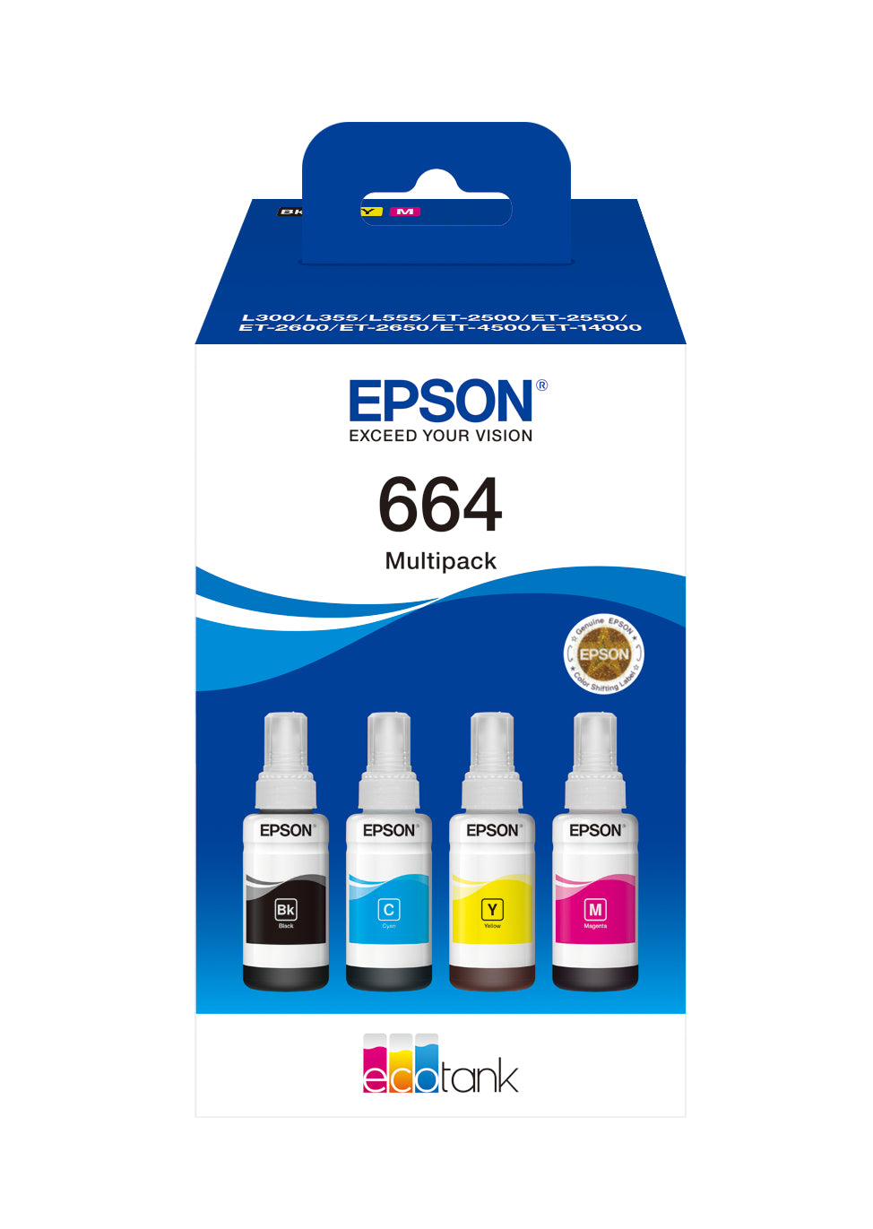 EPSON TINTEIRO PACK 4 CORES 664 ET-14000/L555/L355/4500/2600/50/2500/50