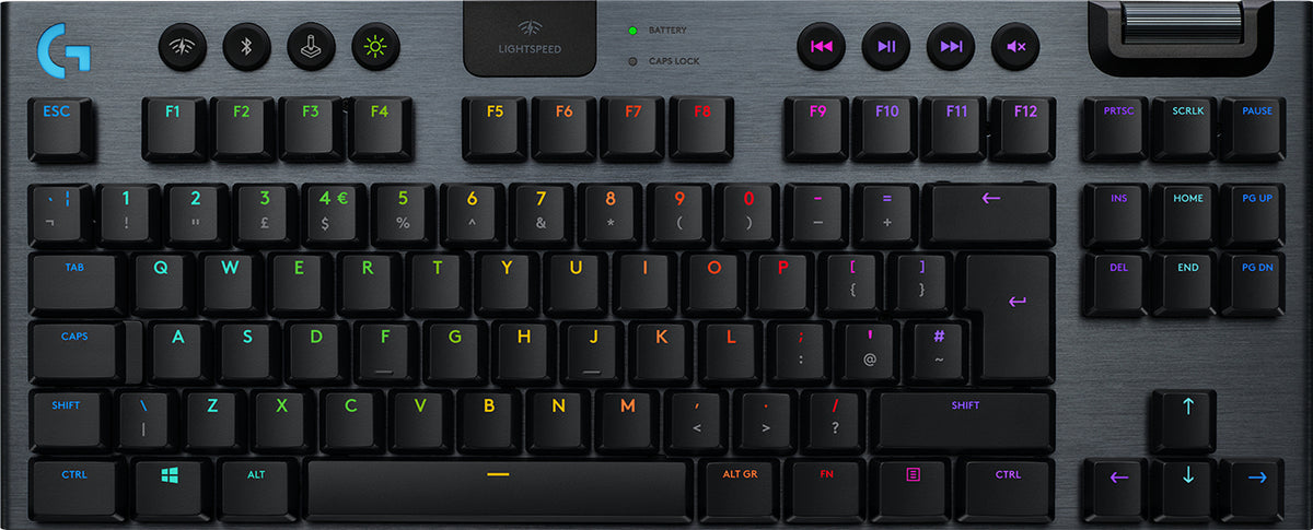Logitech Gaming G915 TKL - Teclado - luz traseira - USB, Bluetooth, LIGHTSPEED - QWERTZ - Suíço - interruptor: GL Tactile - carvão