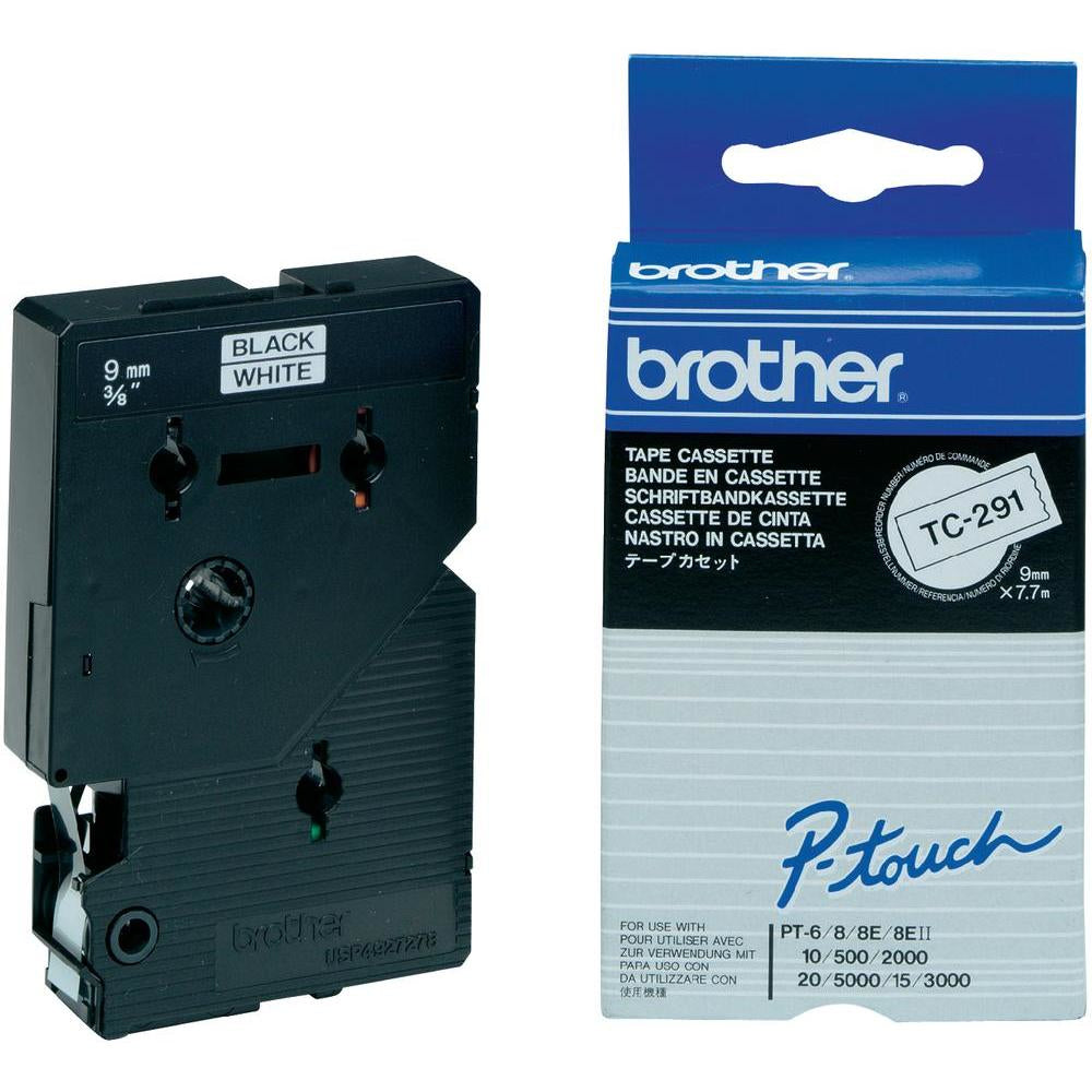 Brother - Black, White - Roll (0.9 cm) 1 cassette(s) laminated tape - for P-Touch PT-15, PT-20, PT-2000, PT-3000, PT-500, PT-5000, PT -6, PT-8, PT-8E