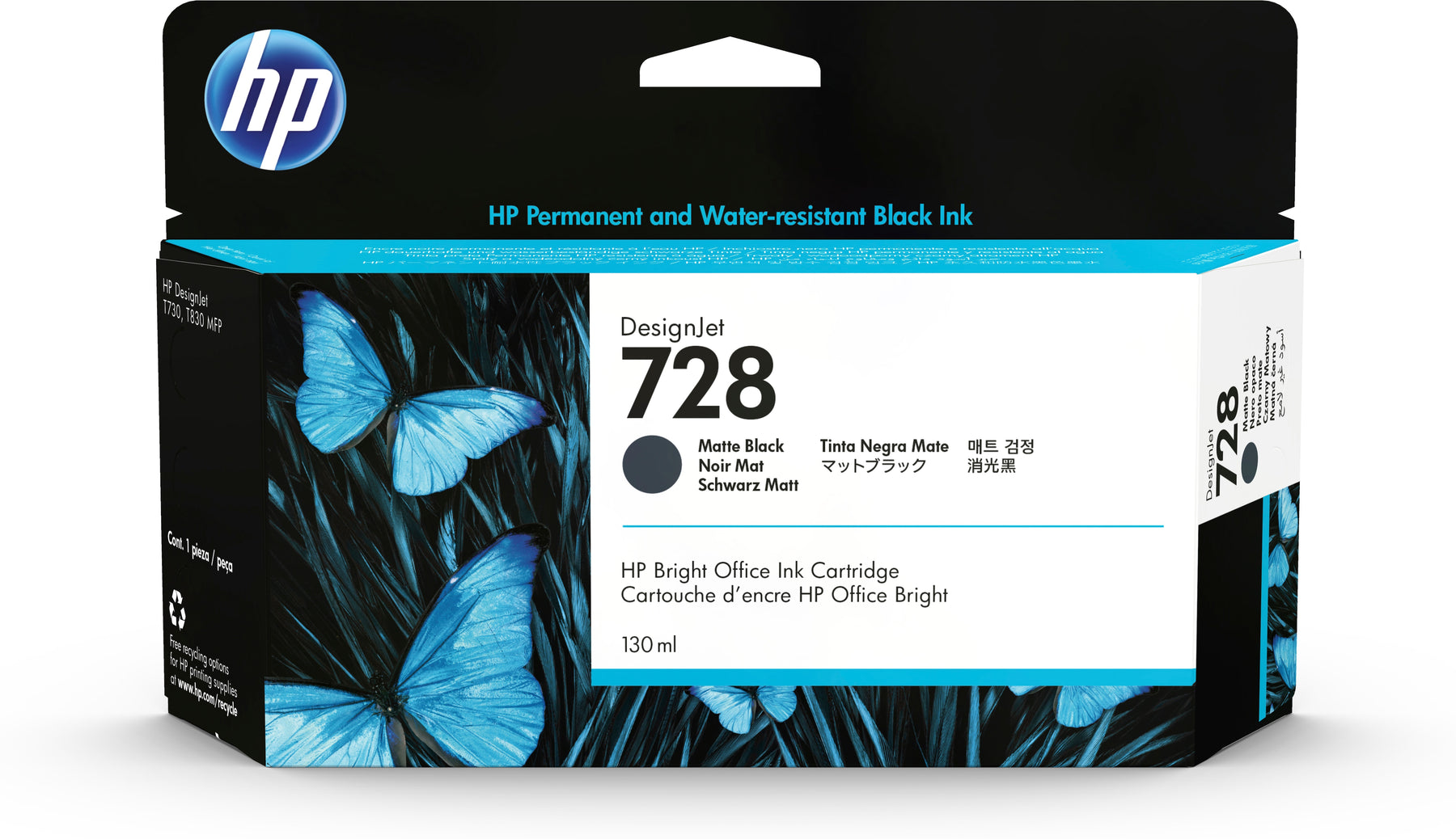 HP 728 - 130 ml - preto opaco - original - DesignJet - tinteiro - para DesignJet T830