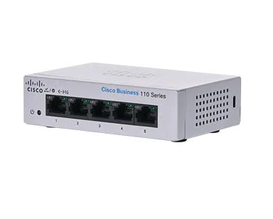 Cisco Business 110 Series 110-5T-D - Switch - no management - 5 x 10/100/1000 - desktop, rail mountable, wall mountable - DC power
