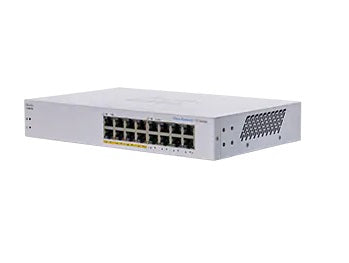 Cisco Business 110 Series 110-16PP - Switch - no management - 8 x 10/100/1000 (PoE) + 8 x 10/100/1000 - desktop, rail mountable, wall mountable - PoE (64W)