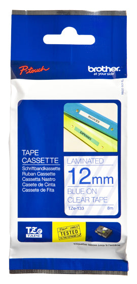 Brother TZe-133 - Light Blue - Roll (1.2cm x 8m) 1 Cassette(s) Laminated Tape - For Brother PT-D210, D600, H110, P750, P950, P-Touch Cube PT-P300, P -Touch Cube Pro PT-P910