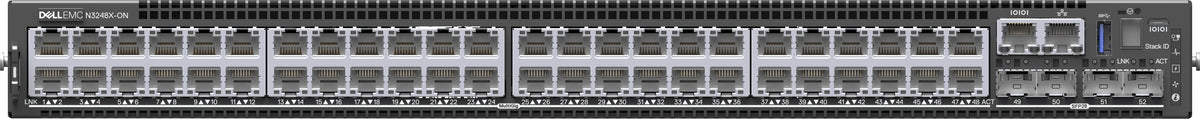 Dell PowerSwitch N3248X-ON - Interruptor - L3 - Administrado - 48 x 10/100/1000/2.5G/5G/10GBase-T + 4 x 25 Gigabit SFP28 + 2 x 100 Gigabit QSFP28 - fluxo de ar frente para trás - montável em trilho - CAMPUS Smart Value