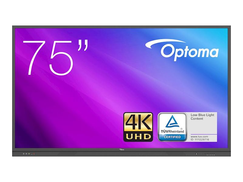 Optoma Creative Touch 3751RK - 75" Classe Diagonal 3-Series LED-backlit LCD display - interativa - com quadro branco e ecrã tátil (multi toque) - 4K UHD (2160p) 3840 x 2160 - Direct LED