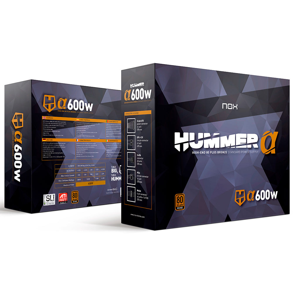 Fuente de comida 600W ATX NOX Hummer Alpha 600W Edición Bronce (NXHUMMERA600WBZ)