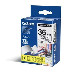 Brother TZe-261 - Standard Sticker - Black on White - Roll (3.6 cm x 8 m) 1 Cassette(s) Laminated Tape - for P-Touch PT-3600, 530, 550, 9200, 9400, 9500, 9600, 9700, 9800, D800, E800, P900, P950