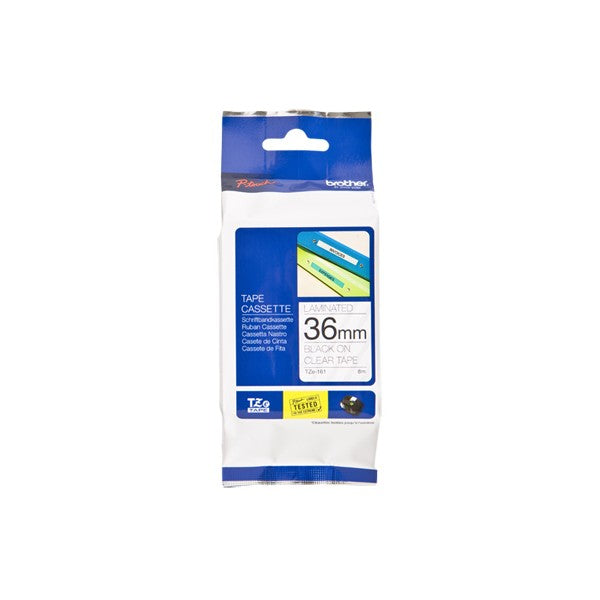 Brother TZe-161 - Black on Clear - Roll (3.56 cm x 8 m) 1 Cassette(s) Laminated Tape - for P-Touch PT-3600, 530, 550, 9200, 9400, 9500, 9600, 9700, 9800 , D800, P900, P950