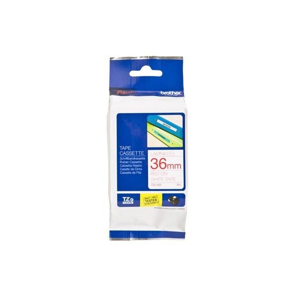 Brother TZe-262 - Red on White - Roll (3.6 cm x 8 m) 1 Cassette(s) Laminated Tape - for P-Touch PT-3600, 550, 9200, 9400, 9500, 9600, 9700, 9800, D800 , P900, P950