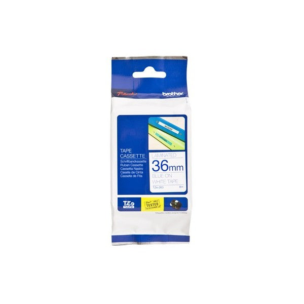 Brother TZe-263 - Blue Blank - Roll (3.6cm x 8m) 1 Cassette(s) Laminated Tape - For Brother PT-H110, P-Touch PT-3600, 550, 9500, 9600, 9700, 9800, D800, H110, P900, P950
