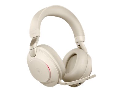 Jabra Evolve2 85 MS Stereo - Auscultadores - tamanho completo - bluetooth - sem fios, com cabo - cancelamento de ruído activo - macaco de 3,5 mm - isolamento de ruído - bege - Certificado para Teams