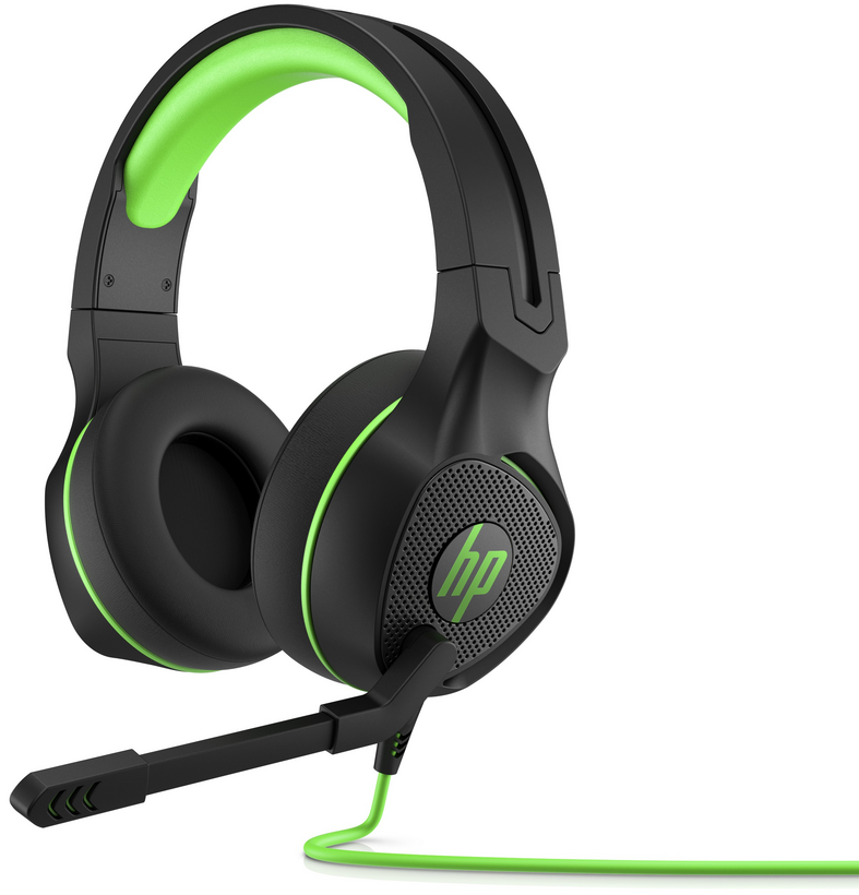 HP Pavilion Gaming 400 - Auscultadores - tamanho completo - com cabo - macaco de 3,5 mm - verde ácido - para OMEN by HP Laptop 16, Victus 15L by HP, Victus by HP Laptop 16, Laptop 15, 17