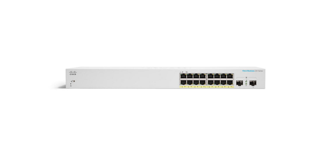 Cisco Business 220 Series CBS220-16T-2G - Switch - smart - 16 x 10/100/1000 + 2 x Gigabit SFP (uplink) - rail mountable