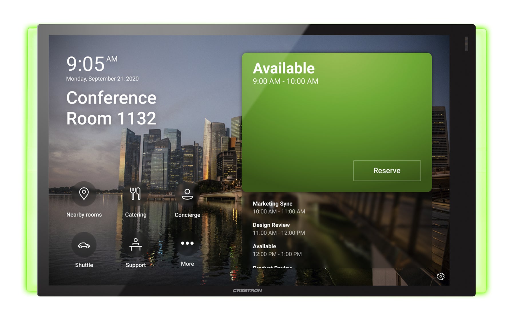 Crestron Room Scheduling Touch Screen TSS-1070-T-B-S-LB KIT - Para Equipas Microsoft - gestor de sala - sem fios, com cabo - Bluetooth, 802.11a/b/g/n/ac - 2.4 Ghz, 5 GHz - 10/100 Ethernet - preto liso