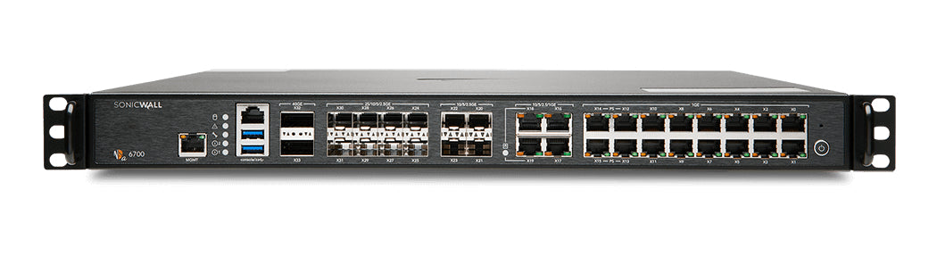 SonicWall NSa 6700 - Essential Edition - dispositivo de segurança - com 1 ano TotalSecure - 10 GigE, 40 Gigabit LAN, 5 GigE, 2.5 GigE, 25 Gigabit LAN - 1U - montável em gabinete