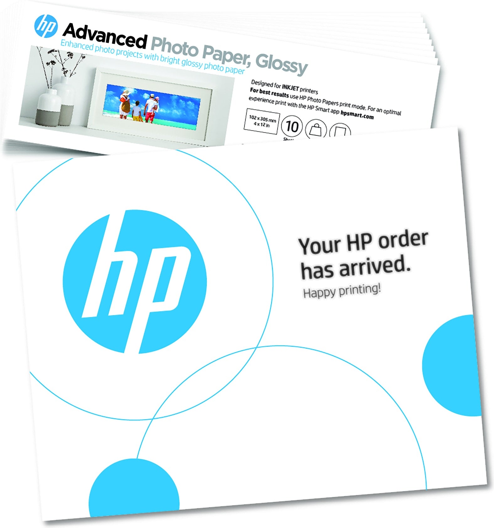 HP Advanced - Brilhante - 10,5 mm - 102 x 305 mm - 250 g/m² - 65 libras - 10 folha(s) papel fotográfico - para ENVY Inspire 7920e