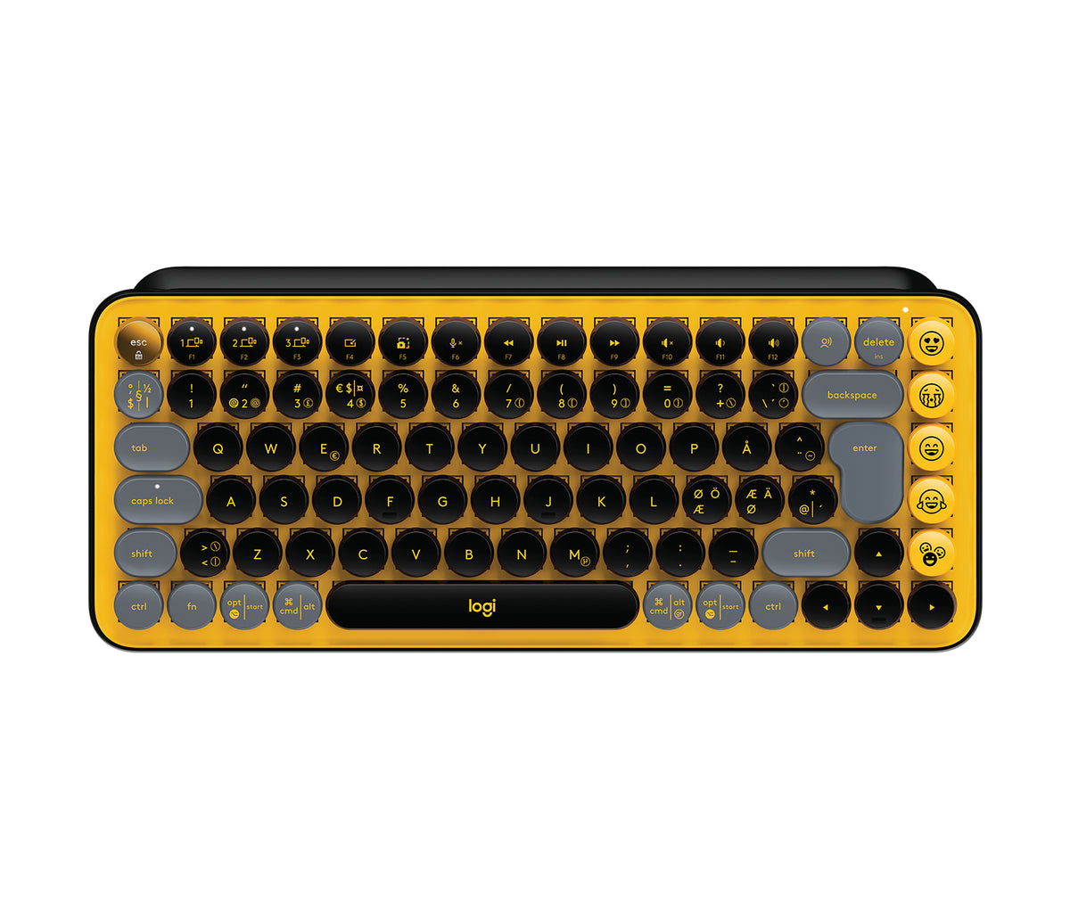 Logitech POP Keys - Teclado - sem fios - Bluetooth LE, Bluetooth 5.1 - QWERTY - Pan-Nórdico - interruptor: Brown Tactile - aurinegro