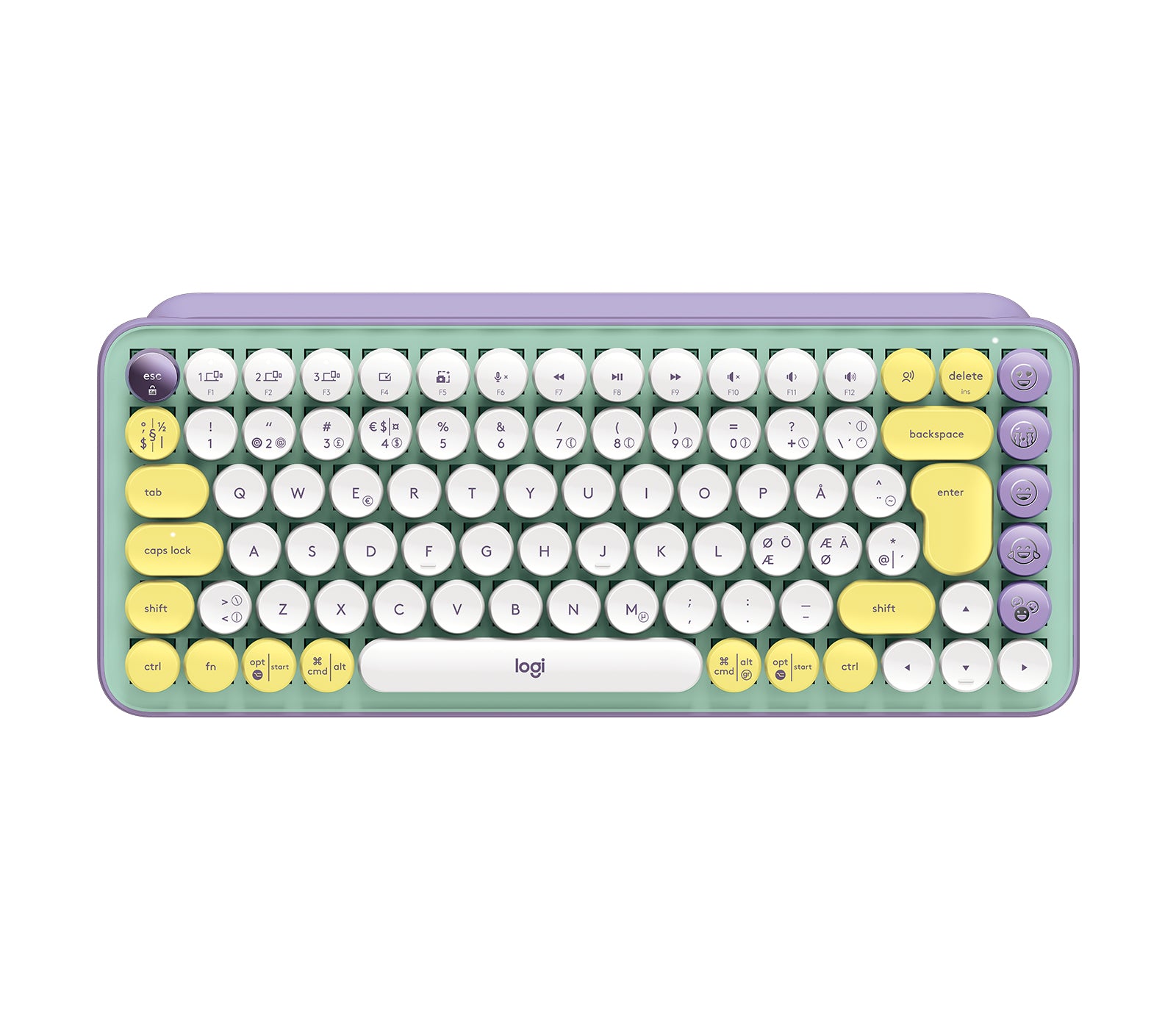 Logitech POP Keys - Teclado - sem fios - Bluetooth LE, Bluetooth 5.1 - QWERTY - Pan-Nórdico - interruptor: Brown Tactile - menta multicolor