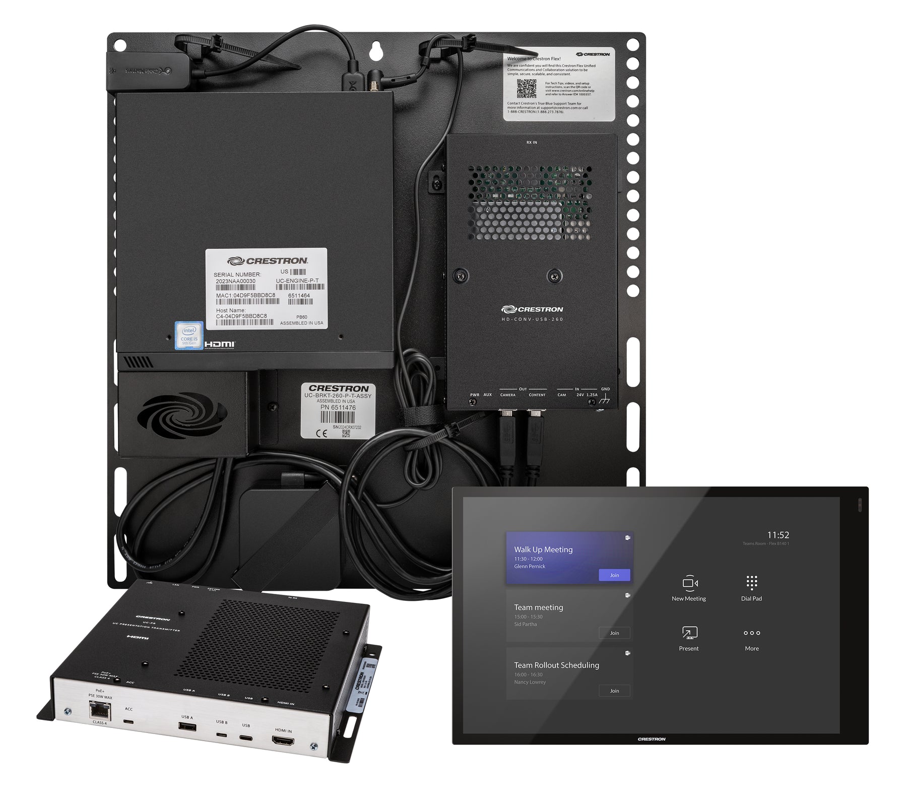 Crestron Flex UC-CX100-T-WM - For Microsoft Teams - Integrator Kit - Video Conferencing Kit (Touchscreen Console, Mini PC, Transmitter) - Black - With Wall Mounted Control Interface