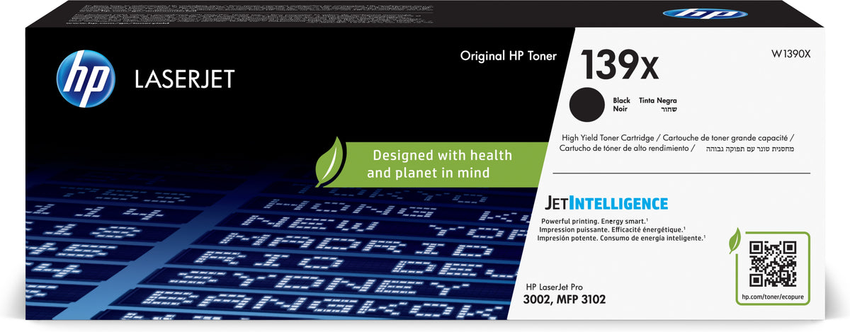 HP 139X - High Yield - Black - Genuine - LaserJet - Toner Cartridge (W1390X) - for LaserJet Pro 3002dn