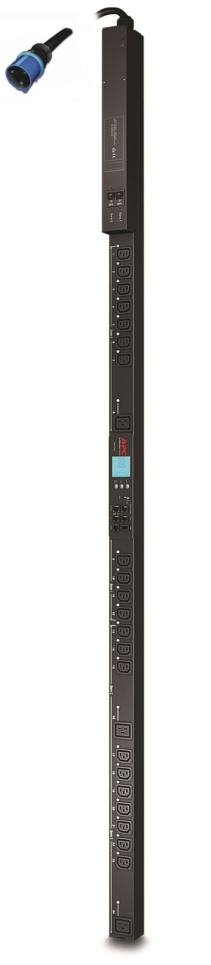 PDU conmutada para rack 2G Zero U de APC - Unidad de distribución de energía (montable en rack) - CA 200/208/230 V - Ethernet 10/100, RS-232 - entrada: IEC 60309 - conectores de salida: 24 - 0U - negro - para P/ N: SMX1500RMNCUS, SRT1000RMXLI, SRT1000RMXL