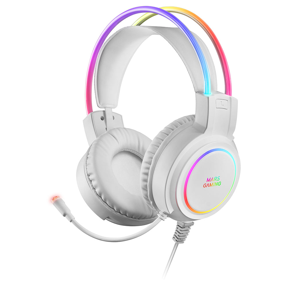 AURICULARES+MICRO MARS GAMING MHRGB CHROMA 360, ULTRALIGERO, PC/PS4/PS5/XBOX, BLANCO (MHRGBW)