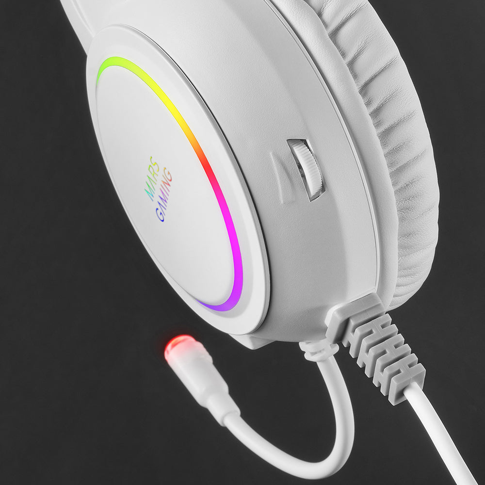 AURICULARES+MICRO MARS GAMING MHRGB CHROMA 360, ULTRALIGERO, PC/PS4/PS5/XBOX, BLANCO (MHRGBW)