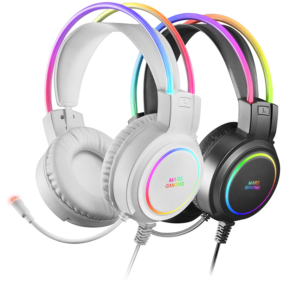 AURICULARES+MICRO MARS GAMING MHRGB CHROMA 360, ULTRALIGERO, PC/PS4/PS5/XBOX, BLANCO (MHRGBW)