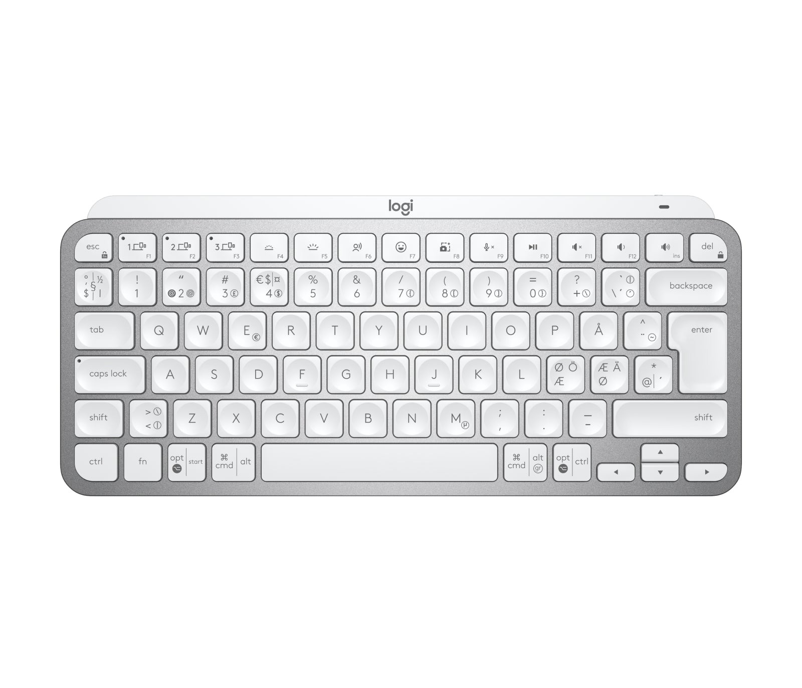 Logitech MX Keys Mini for Business - Teclado - retroiluminação - sem fios - Bluetooth LE - QWERTY - Pan-Nórdico - cinza pálido