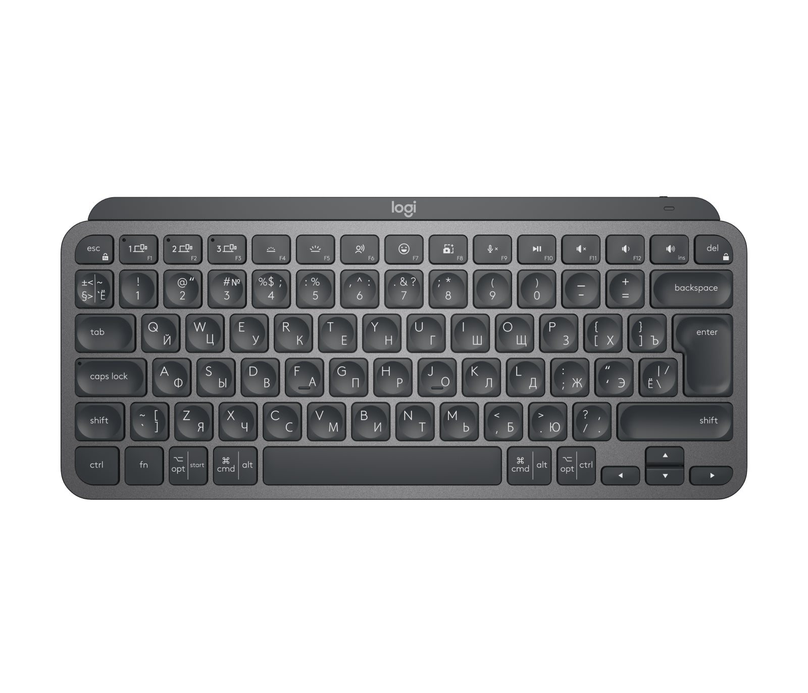 Logitech MX Keys Mini for Business - Teclado - retroiluminação - sem fios - Bluetooth LE - QWERTY - Russo - grafite
