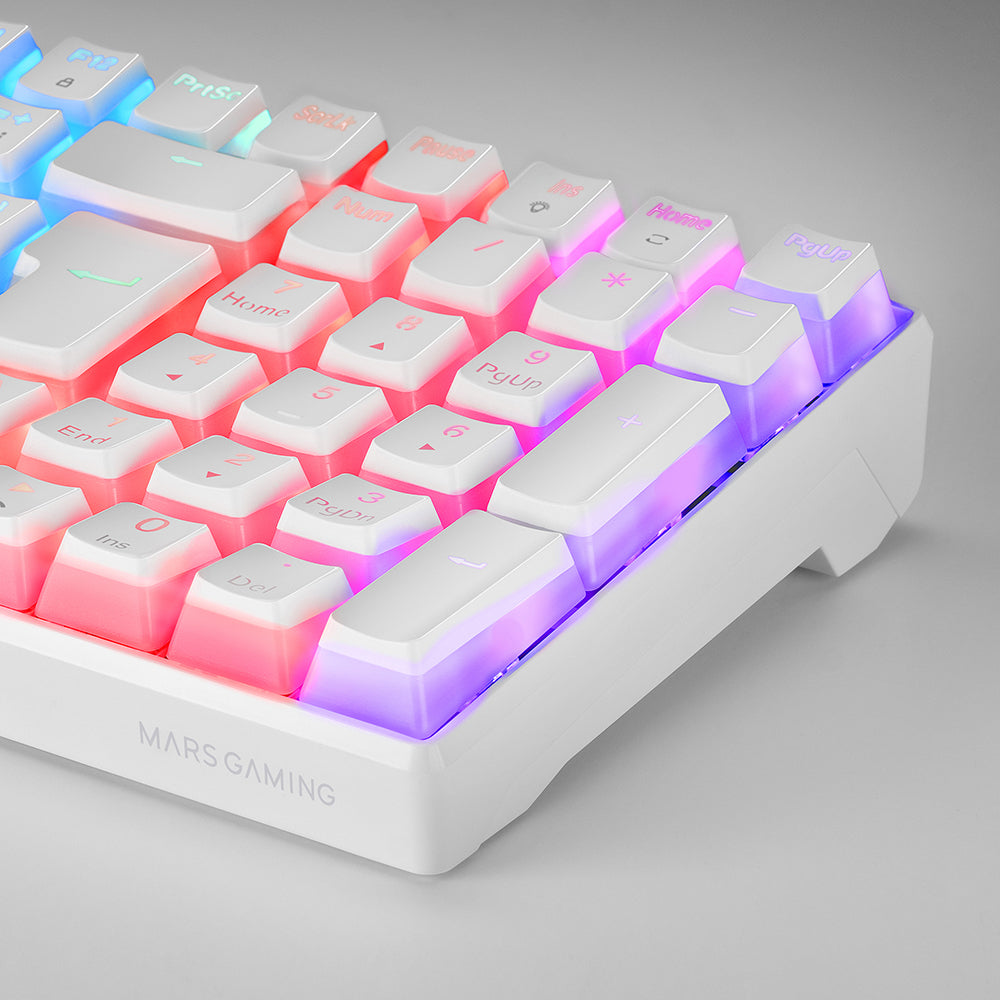 Teclado MARS GAMING MKULTRA WHITE RGB MECHANICAL 96% KEYBOARD, OUTEMU SQ RED, US+PORTU (MKULTRAWRPT)