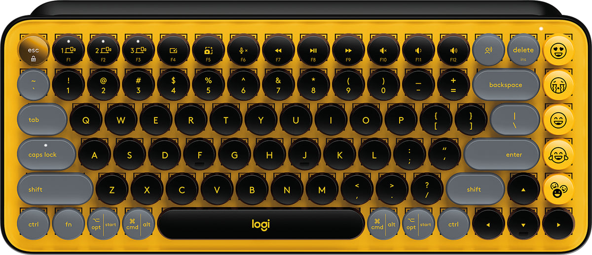 Logitech POP Keys - Teclado - sem fios - Bluetooth LE, Bluetooth 5.1 - QWERTY - Português - interruptor: Brown Tactile - aurinegro