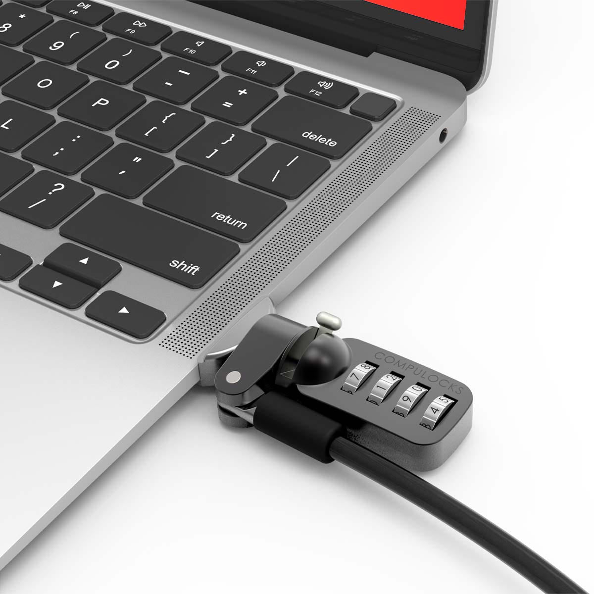 Compulocks MacBook Air M1 2020 Adaptador de candado con candado combinado - Adaptador de candado con ranura de seguridad - Con candado de cable combinado - Plateado
