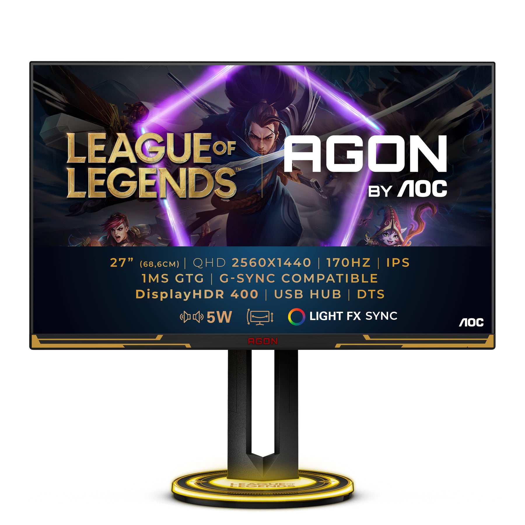 MONITOR AOC IPS 27 QHD 1MS 170HZ HDMI DP ALTAVOCES USB TIENE PIVOT GAMING AG275QXL