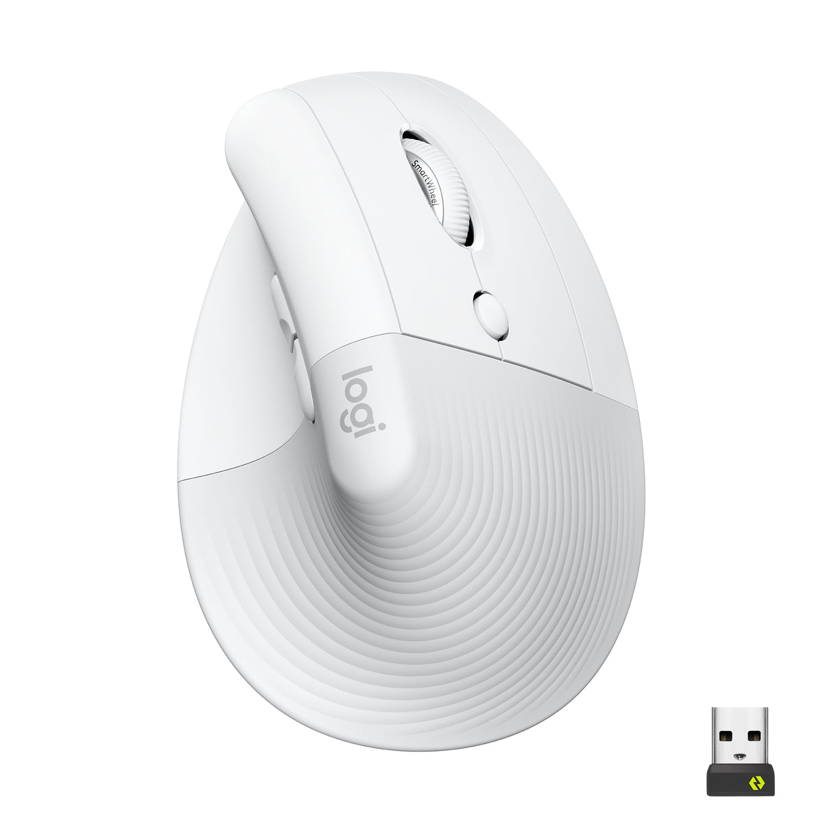Logitech Lift Vertical Ergonomic Mouse - Rato vertical - ergonómico - óptico - 6 botões - sem fios - Bluetooth, 2.4 GHz - recetor USB Logitech Logi Bolt - branco sujo