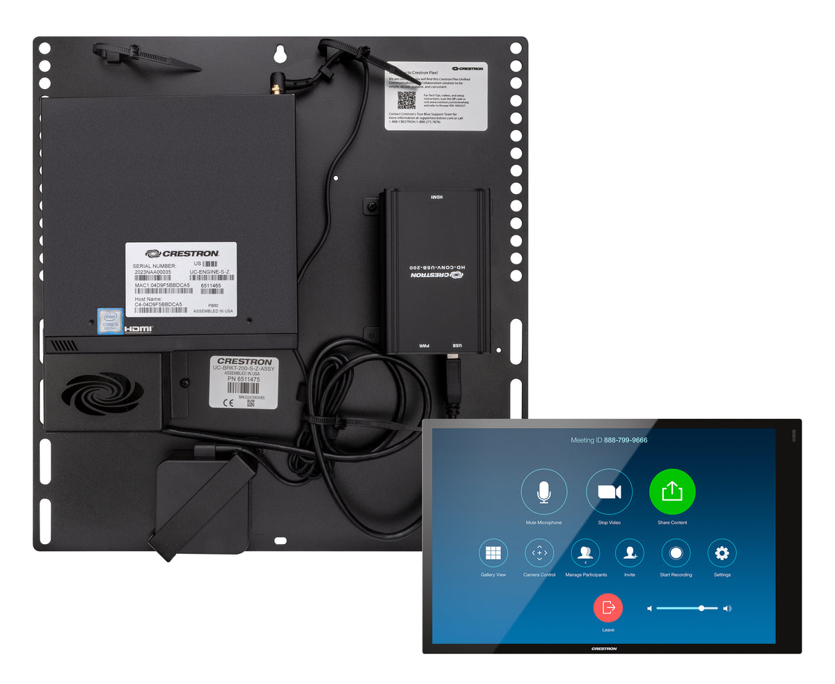 Crestron Flex UC-C100-Z-WM - For Zoom Rooms - Integrator Kit - Video Conferencing Kit (Touchscreen Console, Mini PC, HDMI to USB 3.0 Converter) - Black - with Wall Mounted Control Interface