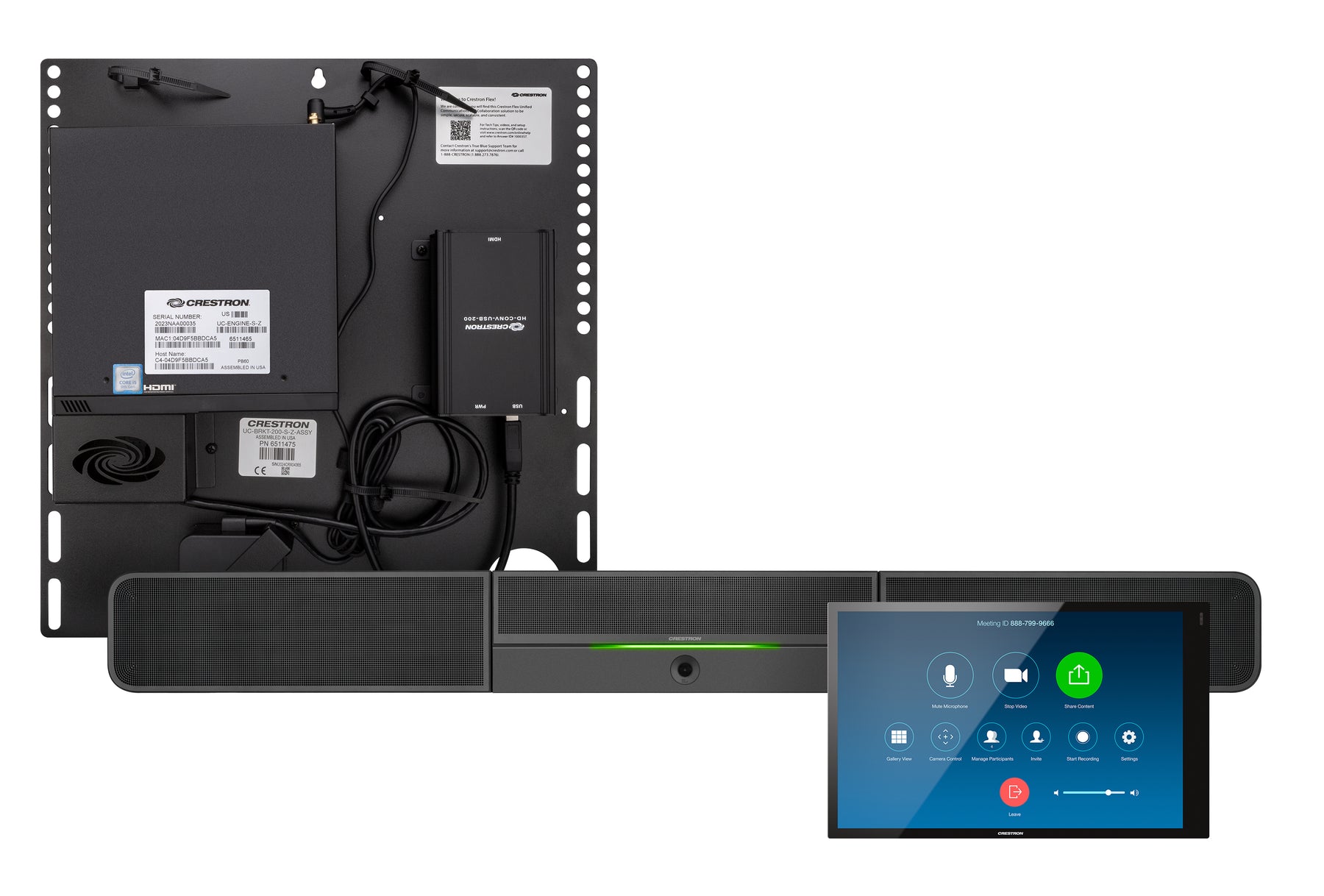 Crestron Flex UC-B30-Z-WM - Para Zoom Rooms - Kit de videoconferencia (barra de sonido, consola con pantalla táctil, mini PC) - Certificado por Zoom - Negro