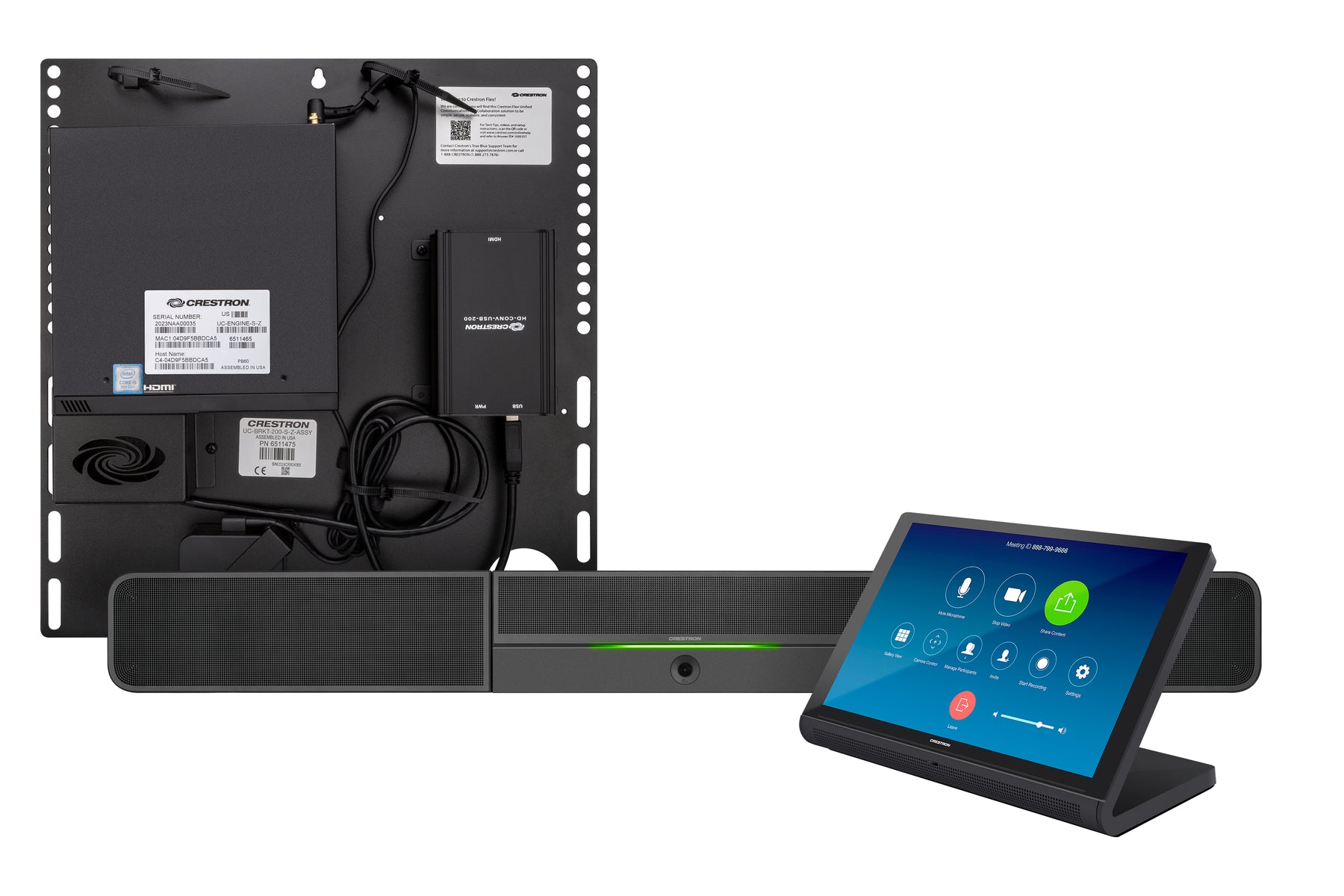 Crestron Flex UC-B30-Z - Para Zoom Rooms - Kit de videoconferencia (barra de sonido, consola con pantalla táctil, mini PC) - Certificado por Zoom - Negro