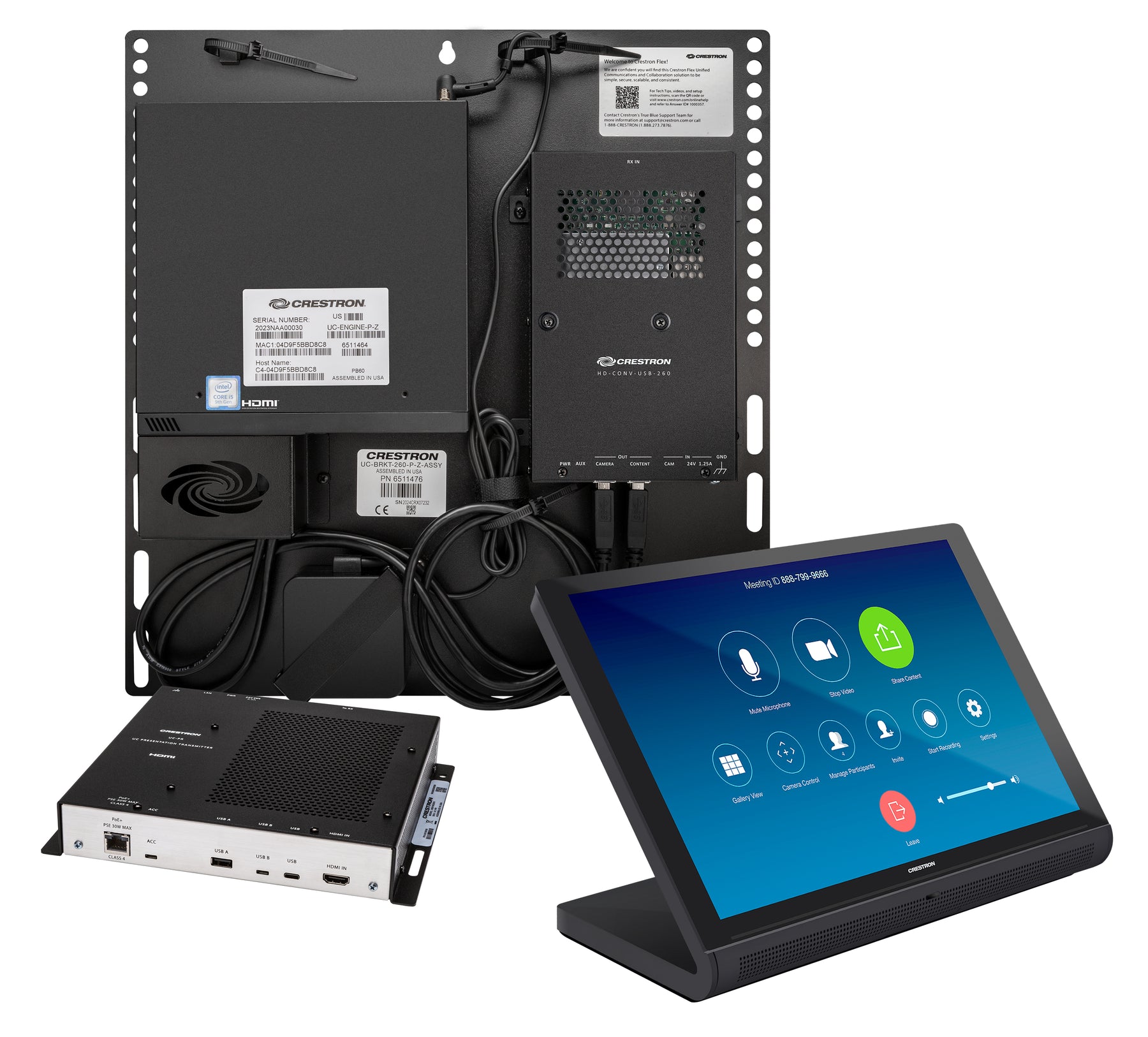 Crestron Flex UC-CX100-Z - For Zoom Rooms - Video Conferencing Suite (Touchscreen Console, Mini PC) - Zoom Certified - Black