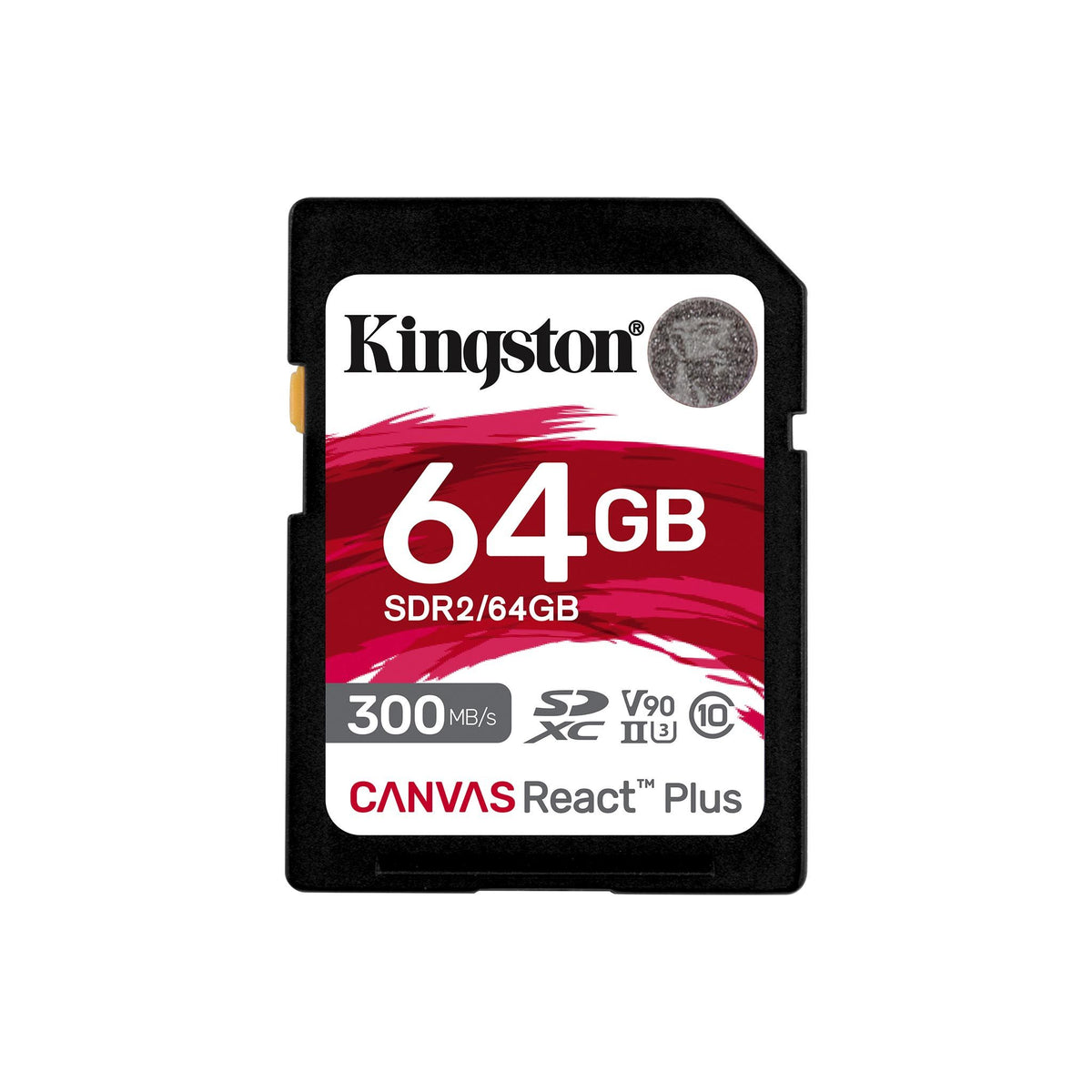 Kingston Canvas React Plus - Flash memory card - 64 GB - Video Class V90 / UHS-II U3 / Class10 - SDXC UHS-II