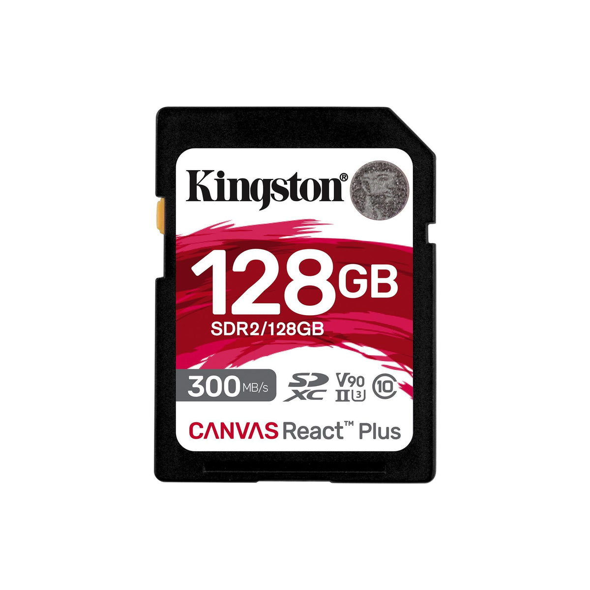 Kingston Canvas React Plus - Flash memory card - 128 GB - Video Class V90 / UHS-II U3 / Class10 - SDXC UHS-II