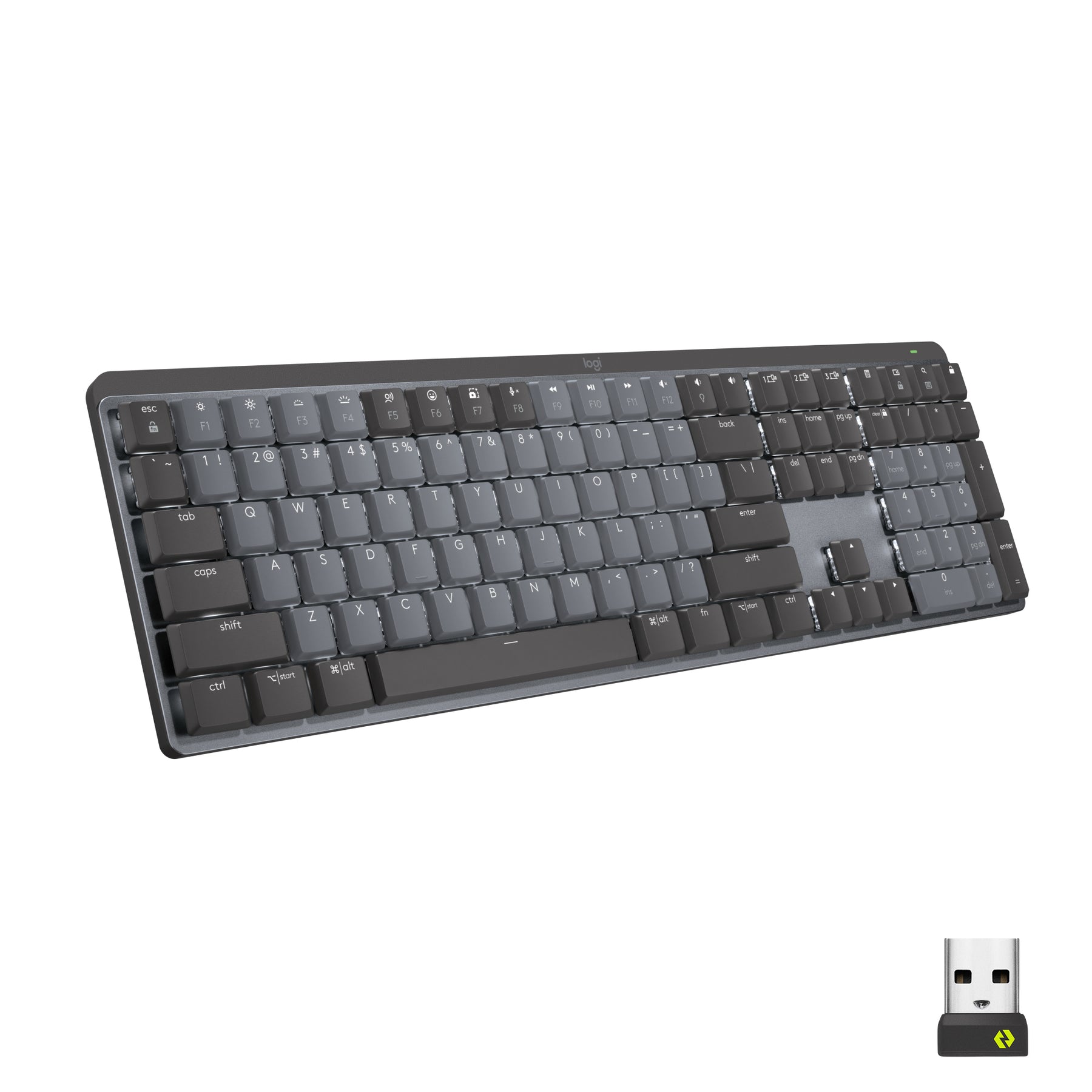 Logitech Master Series MX Mechanical - Teclado - retroiluminação - sem fios - Bluetooth LE - QWERTY - Padrão internacional americano - interruptor: Clicky - grafite