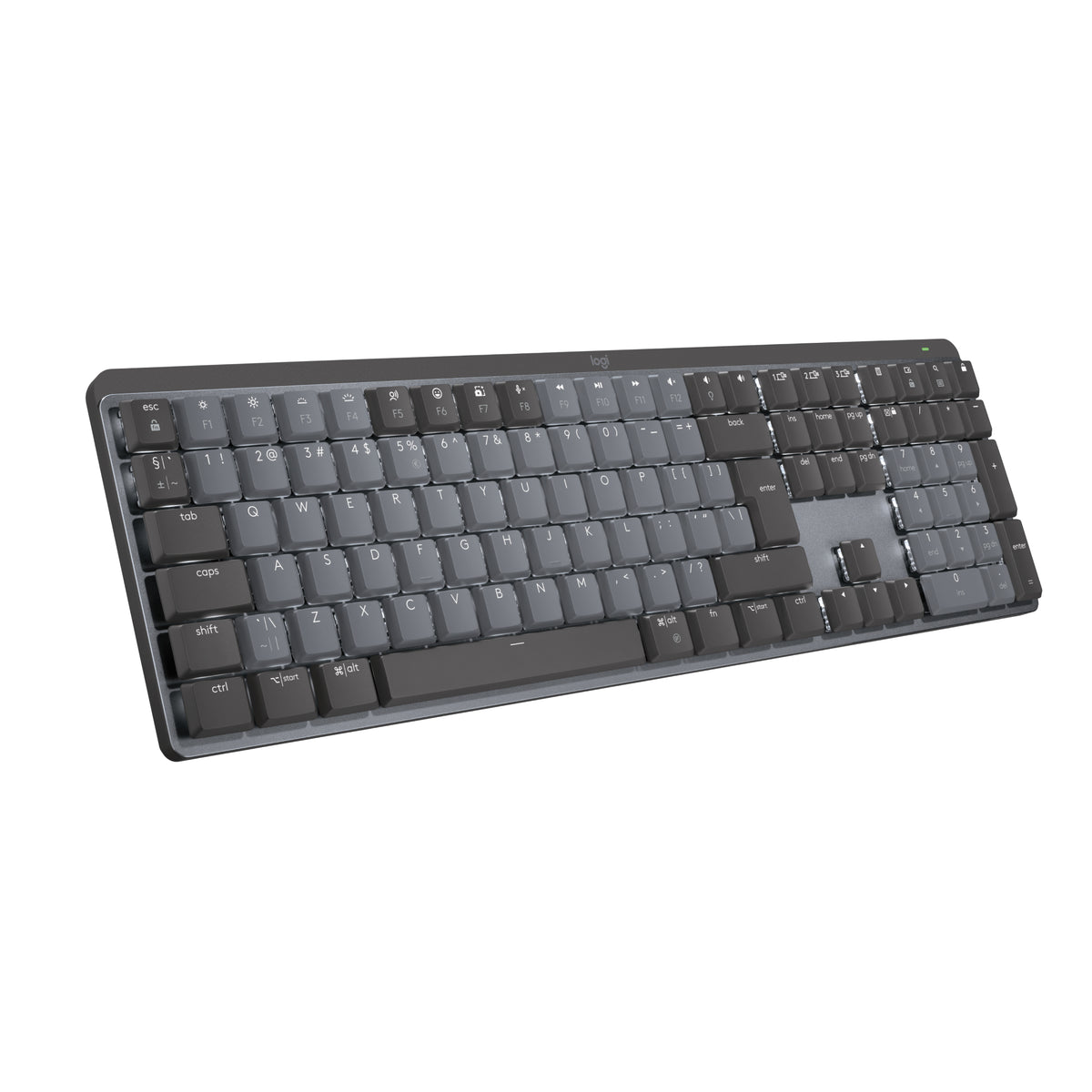 Logitech Master Series MX Mechanical - Teclado - retroiluminação - sem fios - Bluetooth LE - QWERTY - Padrão internacional americano - interruptor: Tactile Quiet - grafite