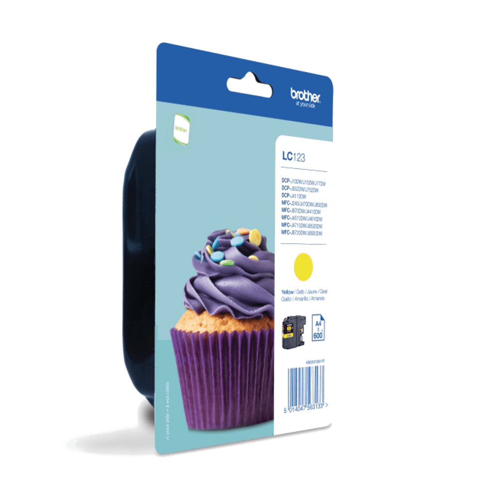 Brother LC123Y - High Performance - yellow - original - blister - ink cartridge - for Brother DCP-J100, J105, J132, J152, J552, J752, MFC-J245, J470, J650, J6520, J6720, J6920