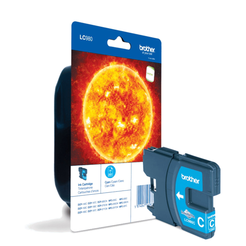 Brother LC980CBP - Cyan Blue - Original - Blister - Ink Cartridge - for Brother DCP-145, 163, 165, 195, 365, 373, 375, 377, MFC-250, 255, 290, 295, 297