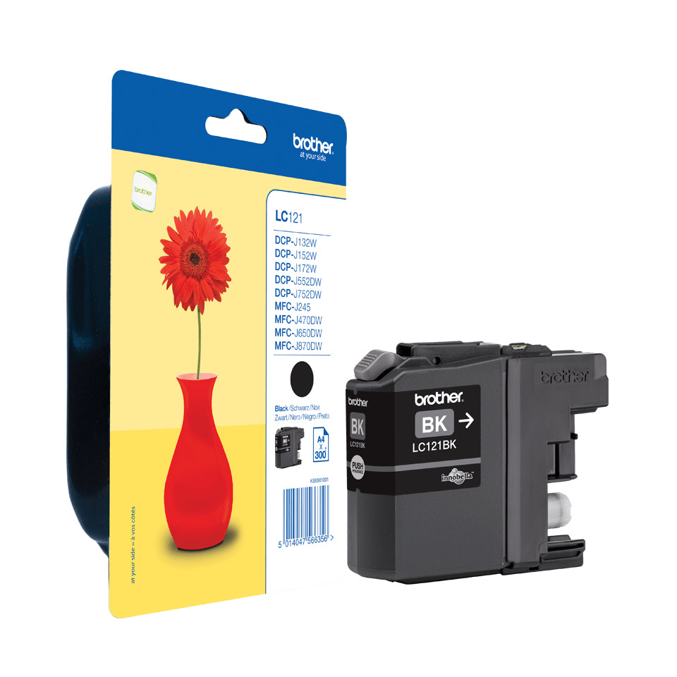 Brother LC121BK - Black - Original - Blister - Ink Cartridge - for Brother DCP-J100, J105, J132, J152, J552, J752, MFC-J245, J470, J650, J870