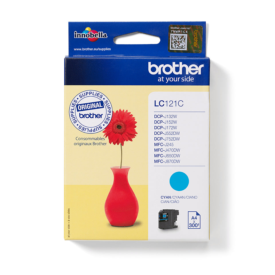 Brother LC121C - Cyan Blue - Original - Ink Cartridge - for Brother DCP-J100, J105, J132, J152, J552, J752, MFC-J245, J470, J650, J870