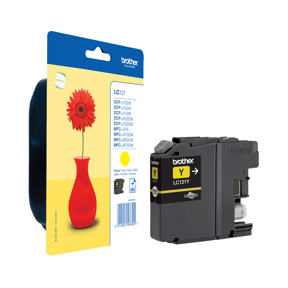 Brother LC121Y - Yellow - original - blister - ink cartridge - for Brother DCP-J100, J105, J132, J152, J552, J752, MFC-J245, J470, J650, J870